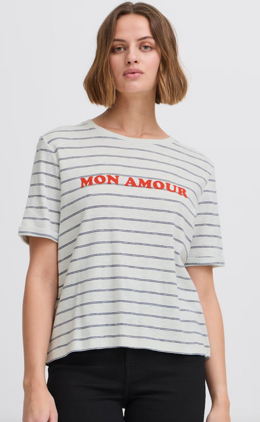 WOMEN'S ICHI NOVA MEDIEVAL BLUE SHORT SLEEVE TOP