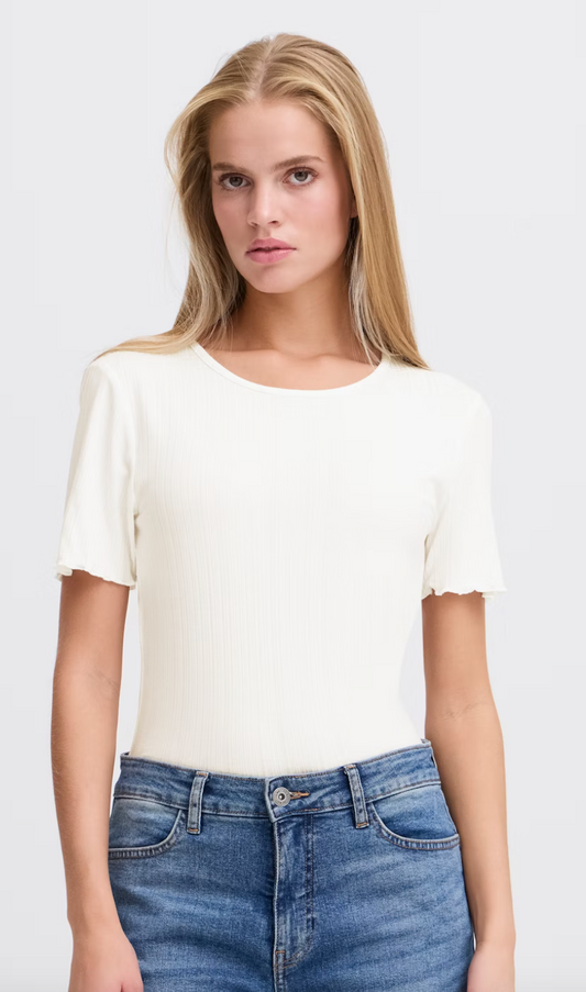 WOMEN'S ICHI CELLA CLOUD DANCER SHORT SLEEVE TOP