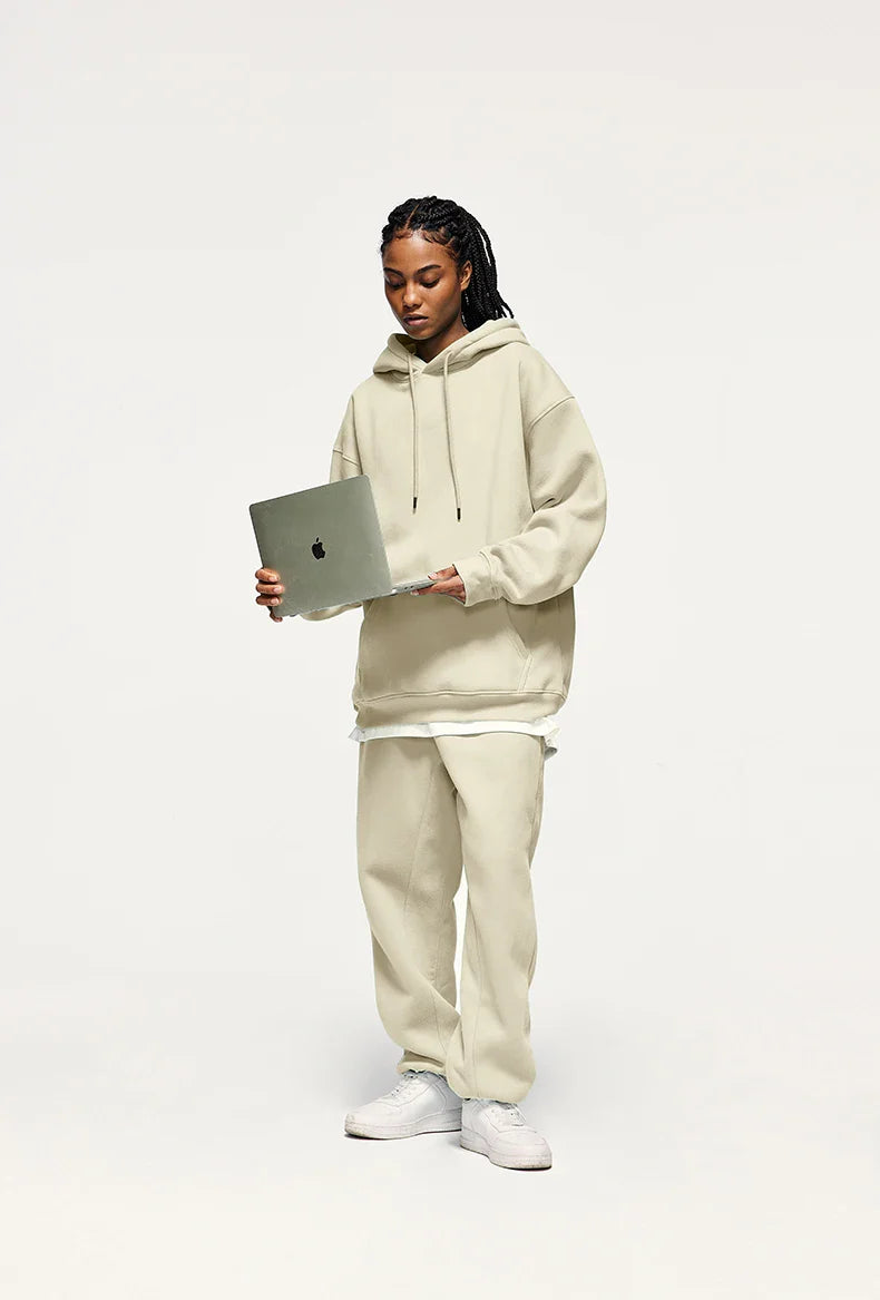 INFLATION 350gsm Thick Velvet Tracksuit – Unisex Solid Color Jogging Suit | 2023 Trendy Matching Fleece Sweatpants & Hoodie Set