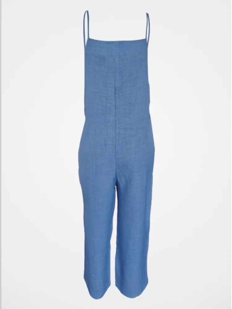 Women's Loose Casual Jumpsuit – Solid Color Summer Vest Overalls, Trendy Sleeveless Jumpsuit