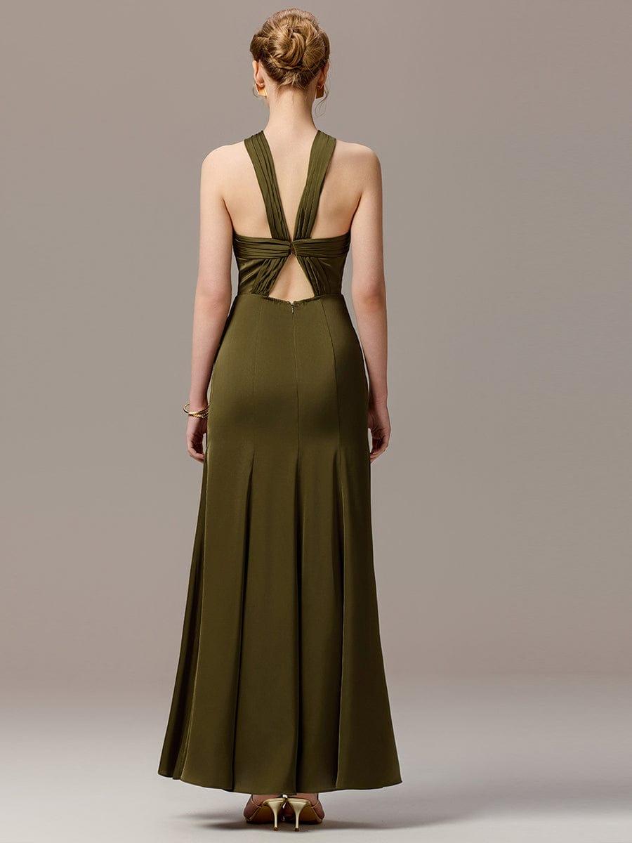 ever BELISSE|Satin Cross Halter Sleeveless Maxi Bridesmaid Dress