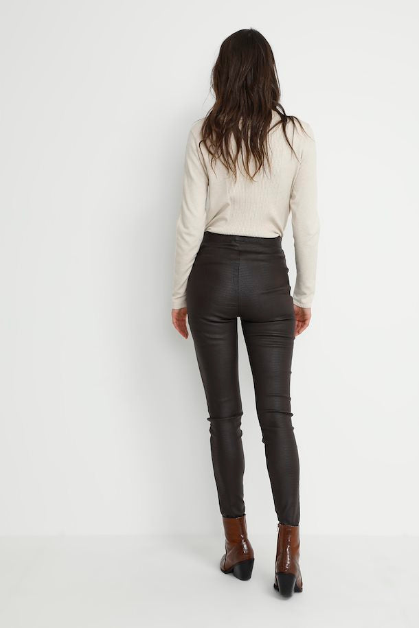 WOMEN'S CREAM TABEA WOVEN DARK BROWN CROC LEGGINGS