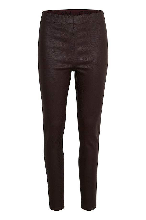 WOMEN'S CREAM TABEA WOVEN DARK BROWN CROC LEGGINGS