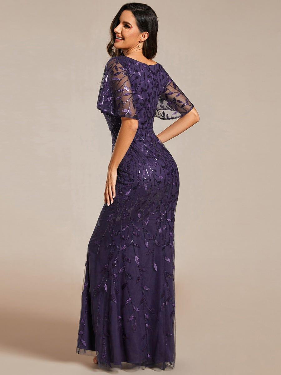 ever DIONE|Gorgeous V Neck Leaf-Sequined Fishtail Party Dress(Final Sale)