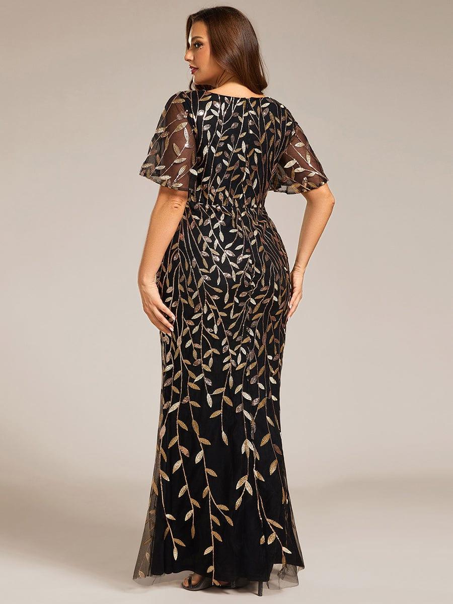 ever DIONE|Gorgeous V Neck Leaf-Sequined Fishtail Party Dress(Final Sale)