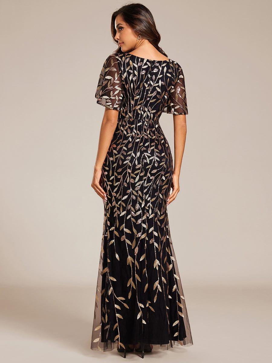 ever DIONE|Gorgeous V Neck Leaf-Sequined Fishtail Party Dress(Final Sale)