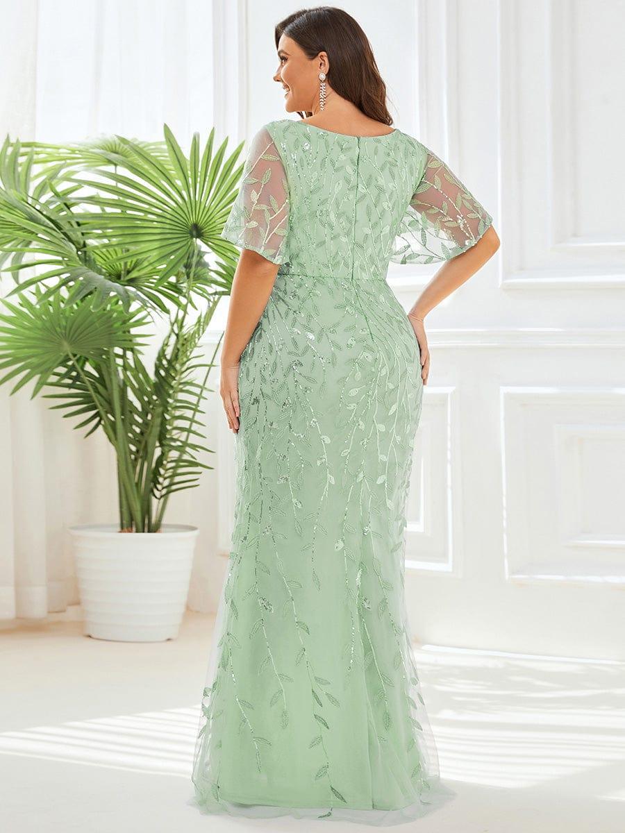 ever DIONE|Gorgeous V Neck Leaf-Sequined Fishtail Party Dress(Final Sale)