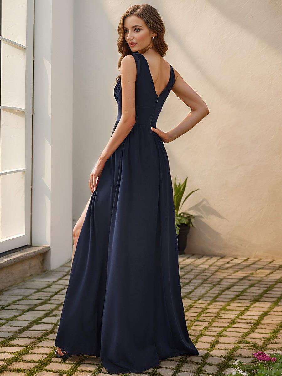 ever SORAYA|V-Neck High Slit Empire Waist Floor-Length Evening Dress