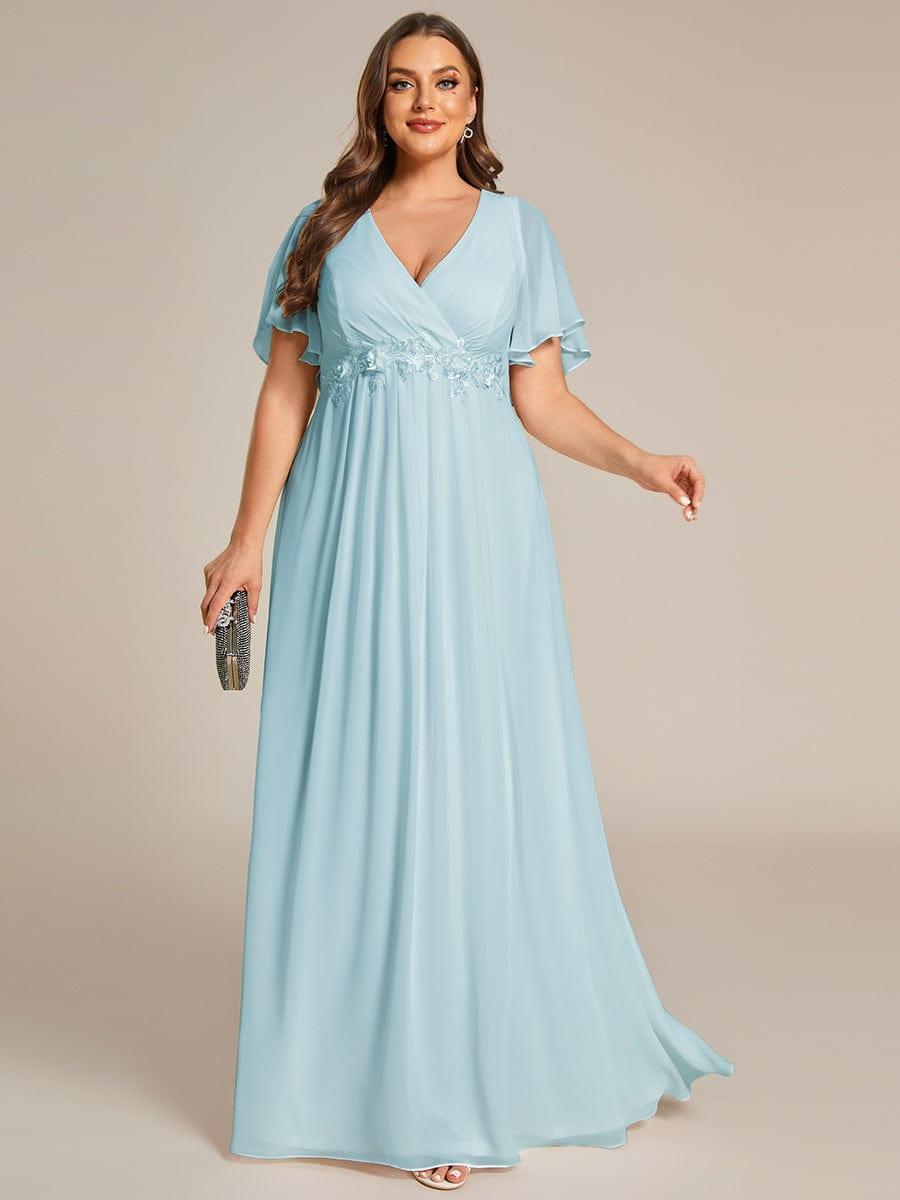 ever IVYROSE|Elegant Chiffon Applique Evening Dress with Flutter Sleeves