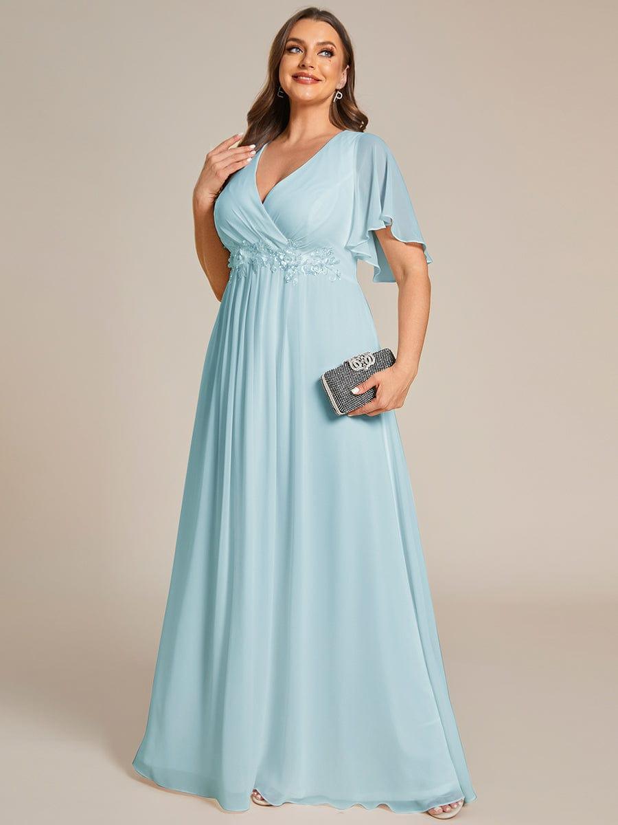 ever IVYROSE|Elegant Chiffon Applique Evening Dress with Flutter Sleeves
