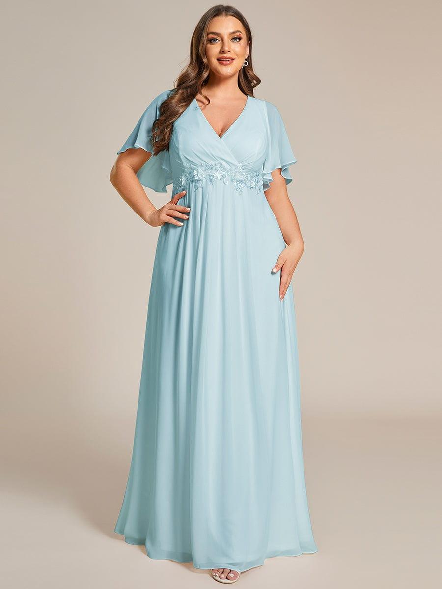 ever IVYROSE|Elegant Chiffon Applique Evening Dress with Flutter Sleeves