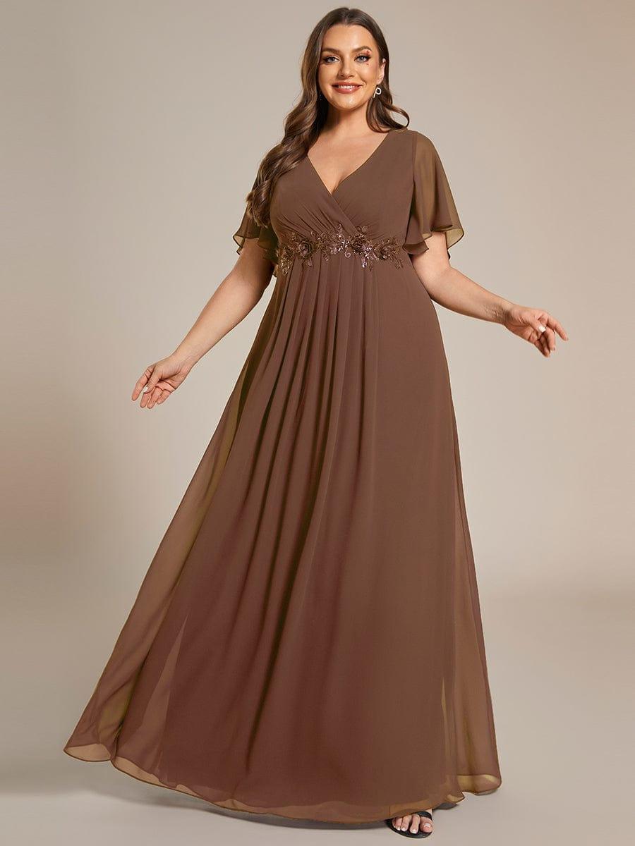 ever IVYROSE|Elegant Chiffon Applique Evening Dress with Flutter Sleeves