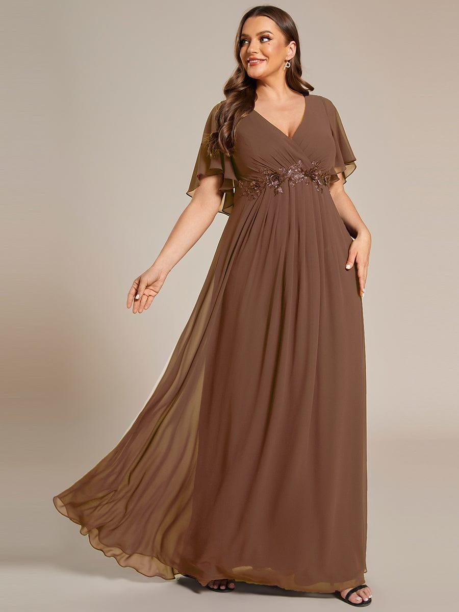 ever IVYROSE|Elegant Chiffon Applique Evening Dress with Flutter Sleeves