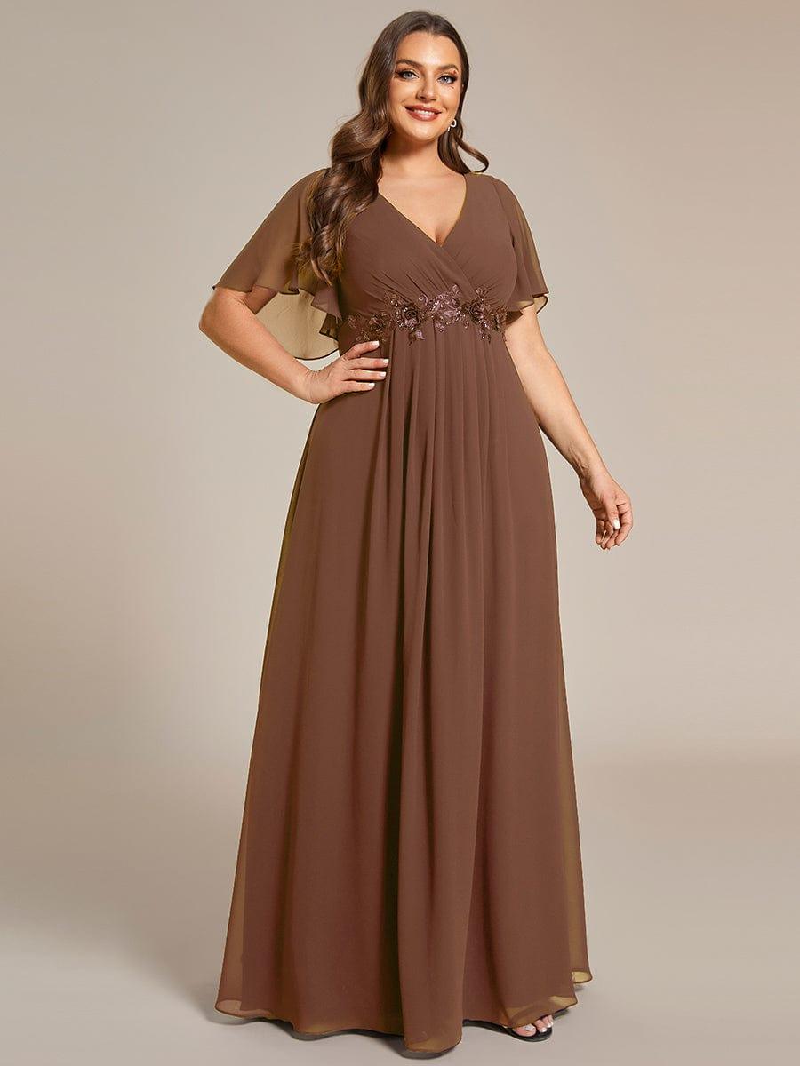 ever IVYROSE|Elegant Chiffon Applique Evening Dress with Flutter Sleeves