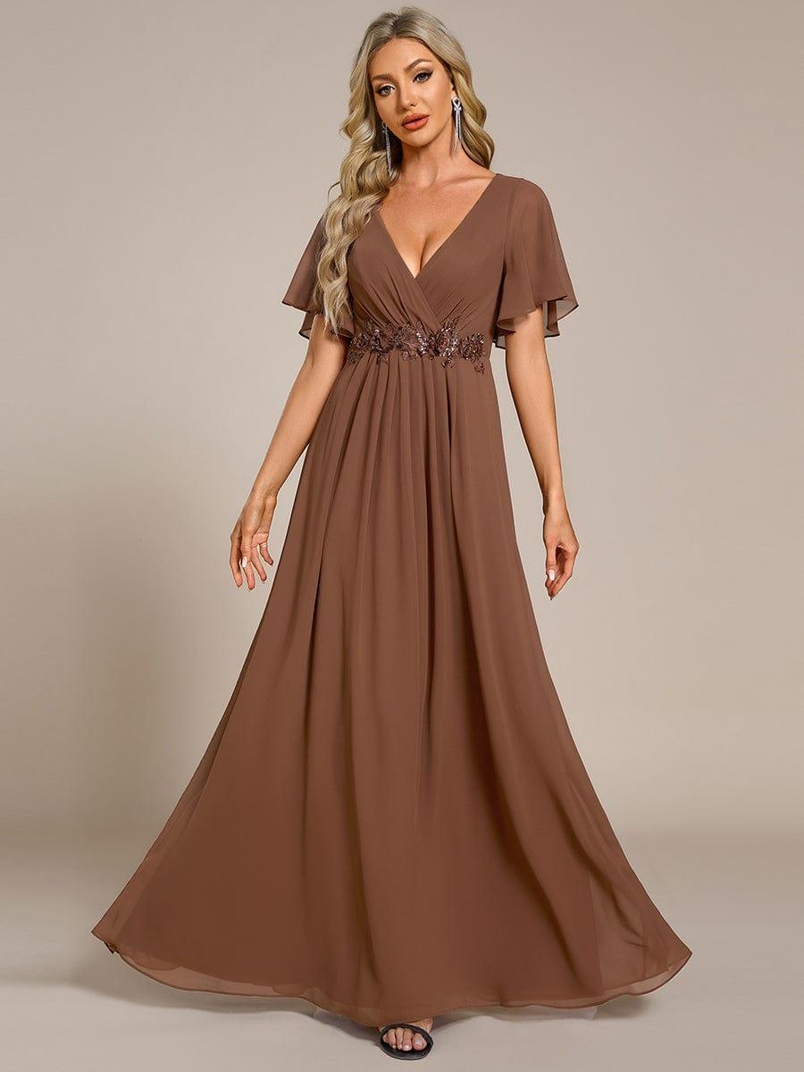 ever IVYROSE|Elegant Chiffon Applique Evening Dress with Flutter Sleeves