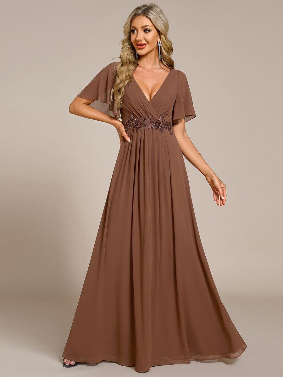 ever IVYROSE|Elegant Chiffon Applique Evening Dress with Flutter Sleeves