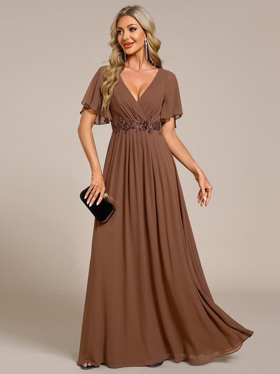 ever IVYROSE|Elegant Chiffon Applique Evening Dress with Flutter Sleeves