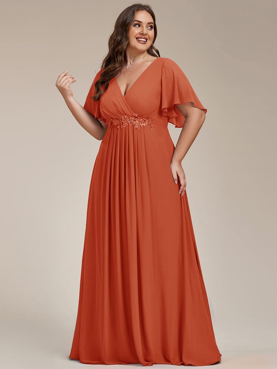 ever IVYROSE|Elegant Chiffon Applique Evening Dress with Flutter Sleeves