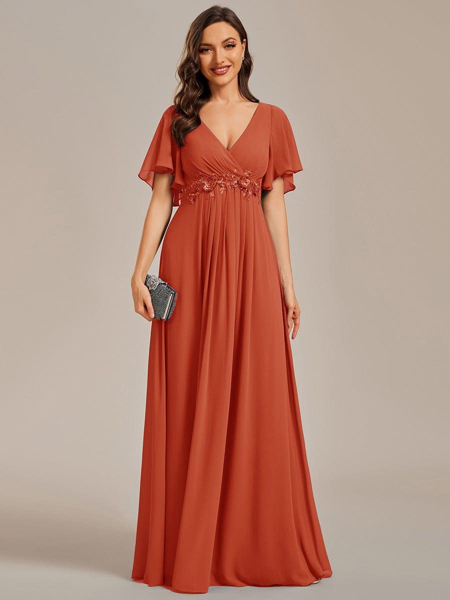 ever IVYROSE|Elegant Chiffon Applique Evening Dress with Flutter Sleeves