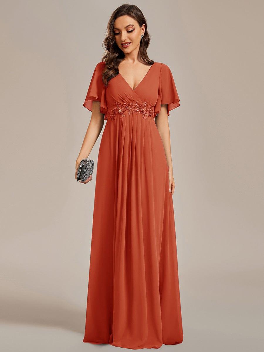 ever IVYROSE|Elegant Chiffon Applique Evening Dress with Flutter Sleeves