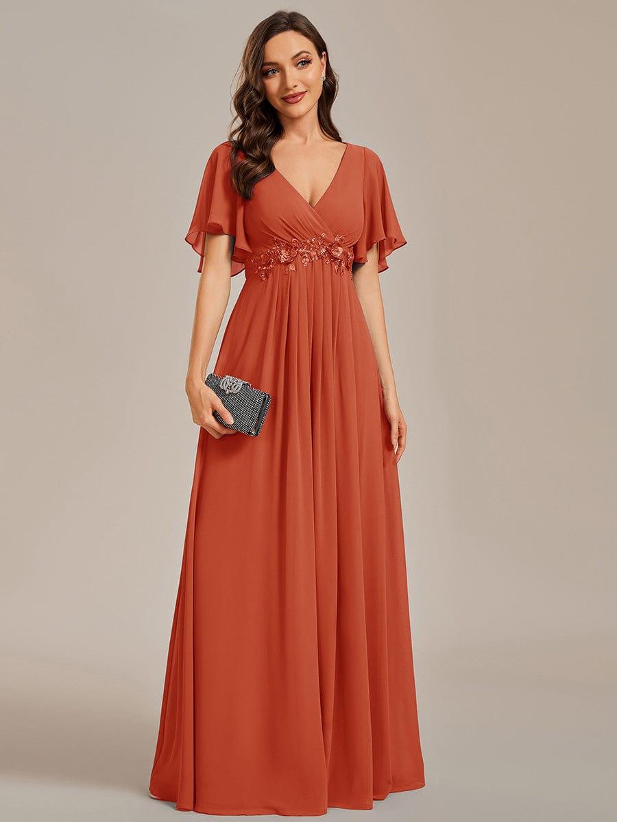 ever IVYROSE|Elegant Chiffon Applique Evening Dress with Flutter Sleeves