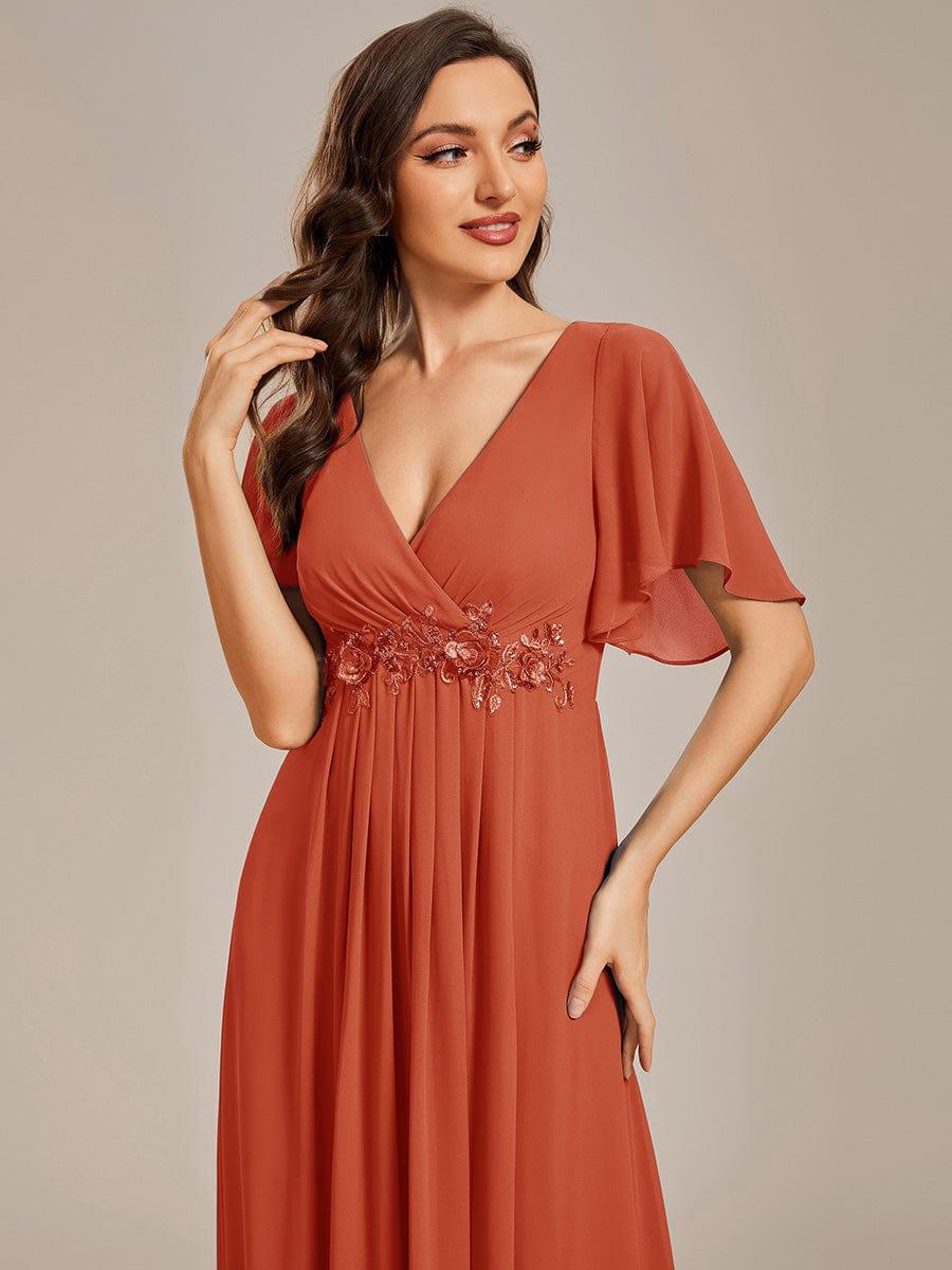ever IVYROSE|Elegant Chiffon Applique Evening Dress with Flutter Sleeves