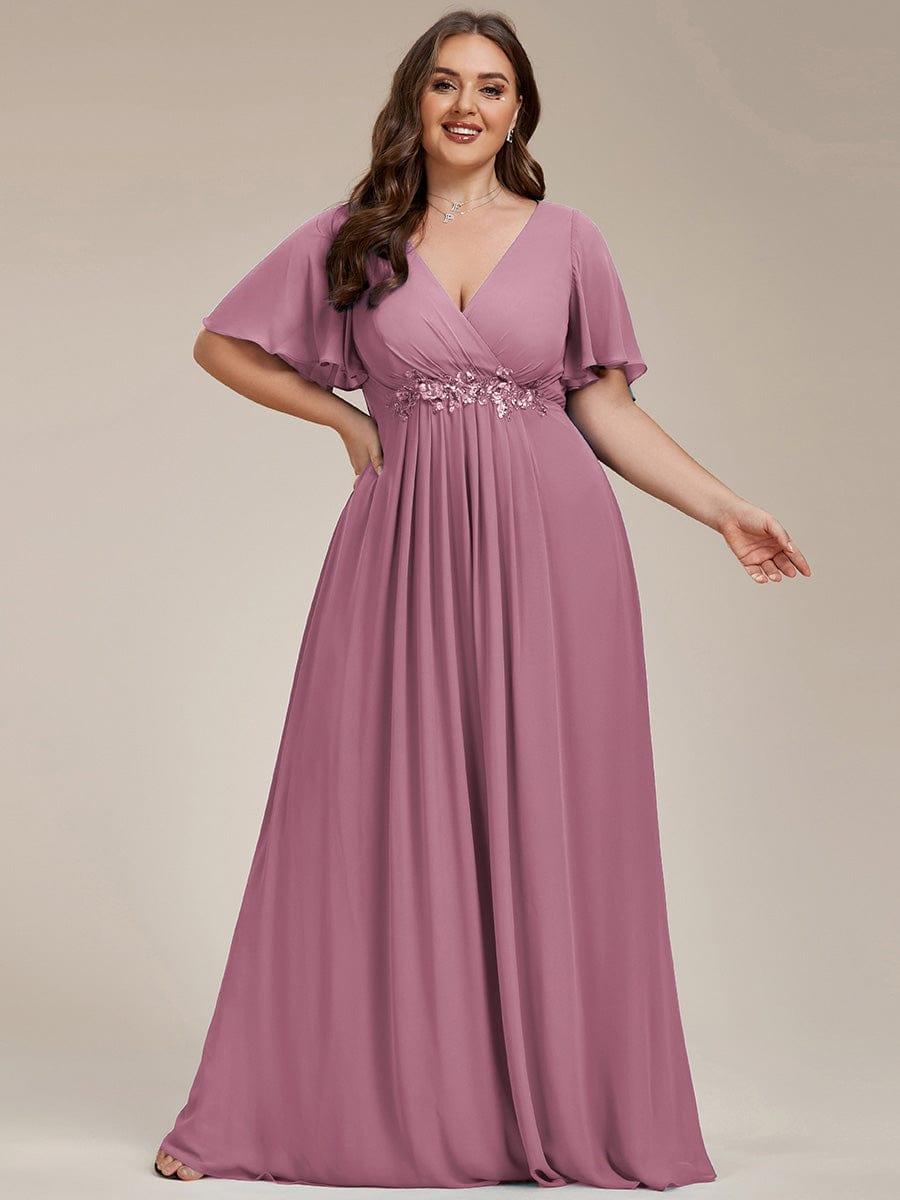 ever IVYROSE|Elegant Chiffon Applique Evening Dress with Flutter Sleeves