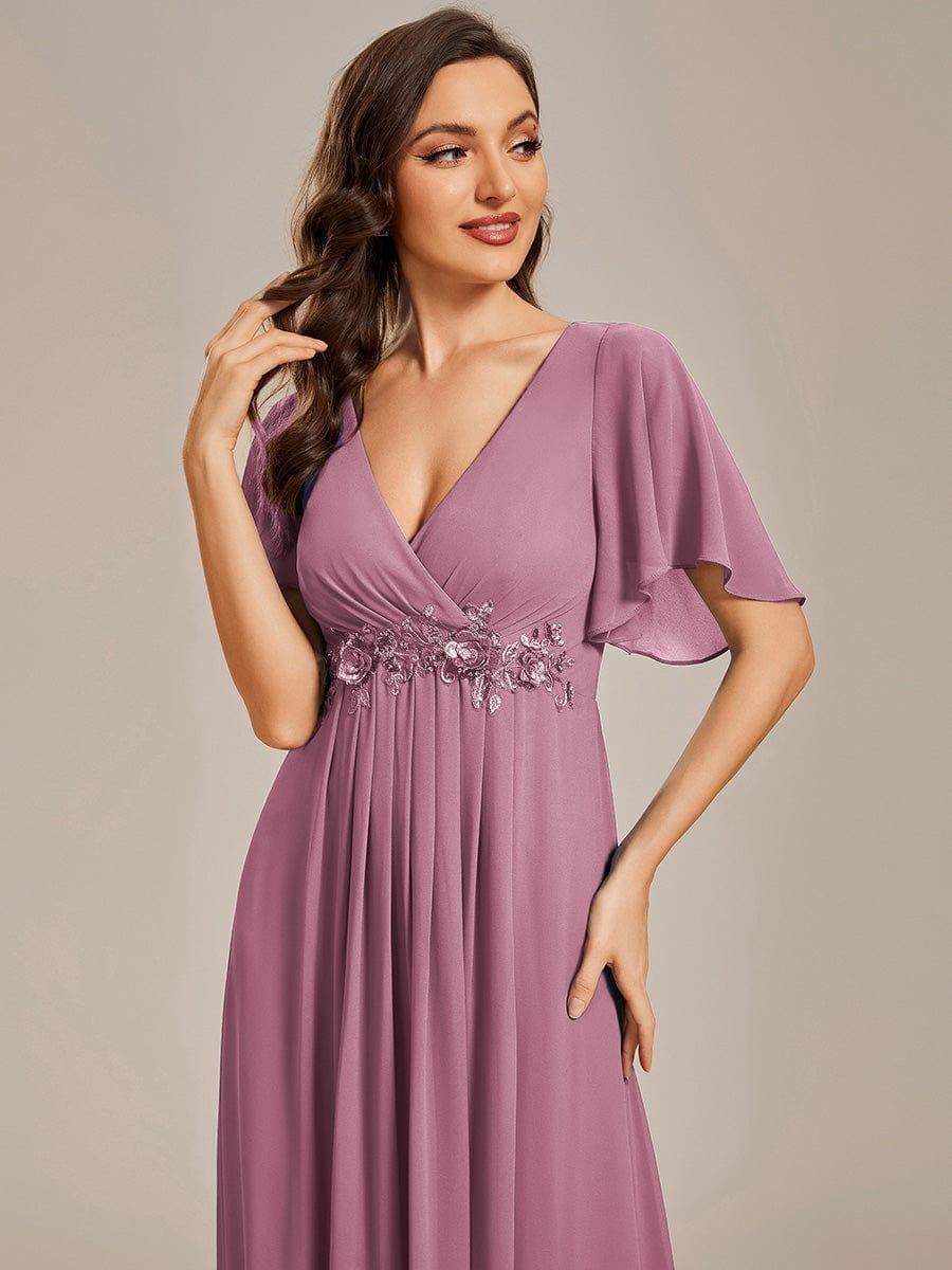 ever IVYROSE|Elegant Chiffon Applique Evening Dress with Flutter Sleeves