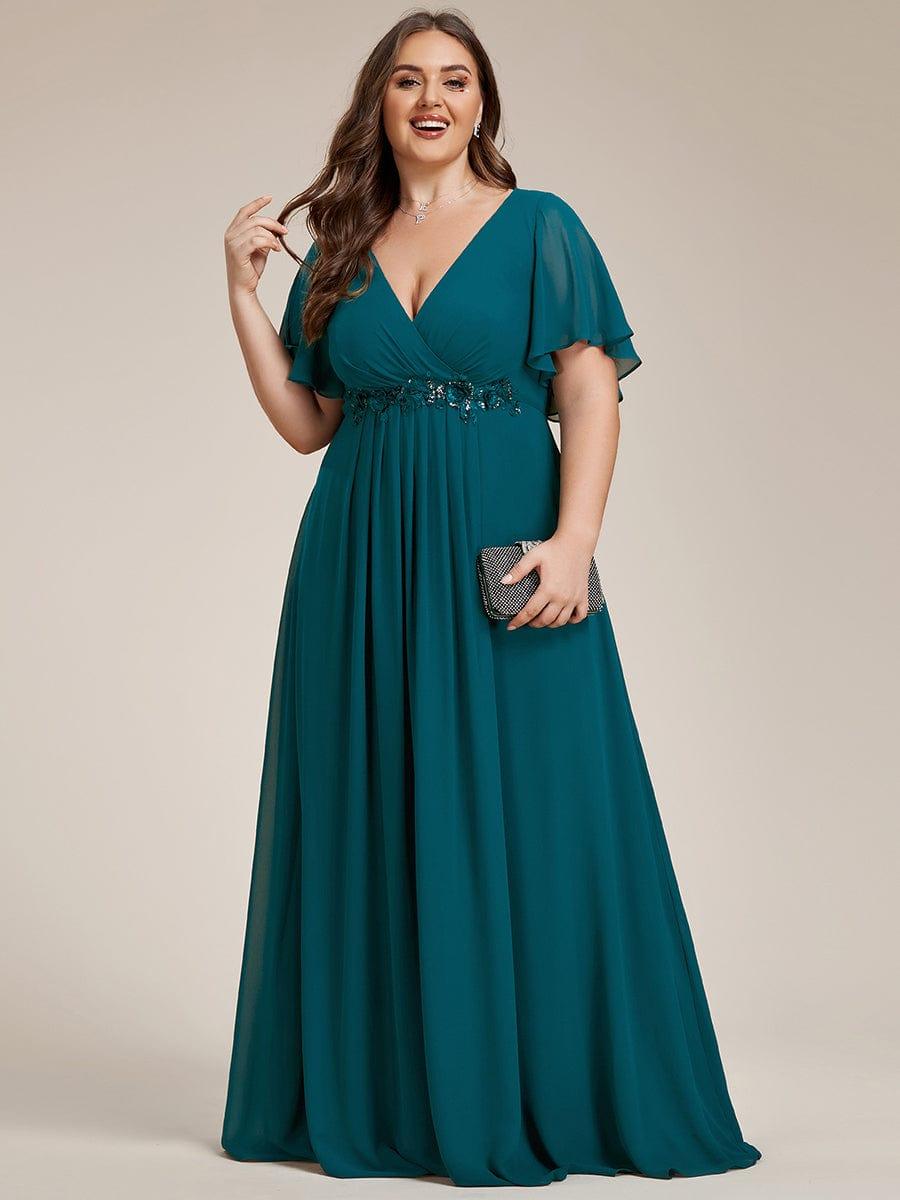 ever IVYROSE|Elegant Chiffon Applique Evening Dress with Flutter Sleeves