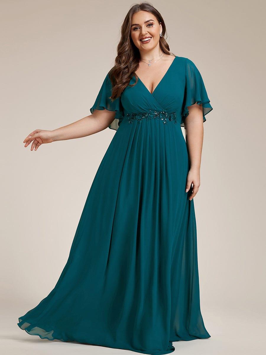 ever IVYROSE|Elegant Chiffon Applique Evening Dress with Flutter Sleeves
