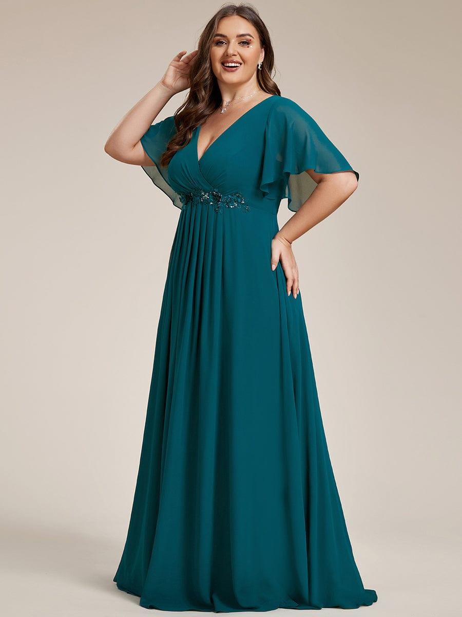 ever IVYROSE|Elegant Chiffon Applique Evening Dress with Flutter Sleeves