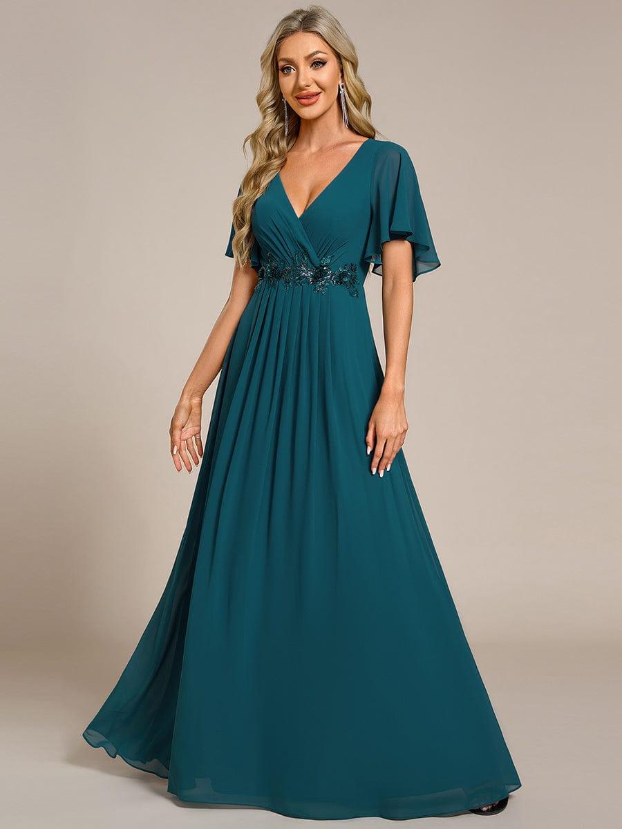 ever IVYROSE|Elegant Chiffon Applique Evening Dress with Flutter Sleeves