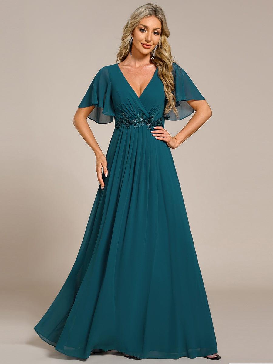 ever IVYROSE|Elegant Chiffon Applique Evening Dress with Flutter Sleeves