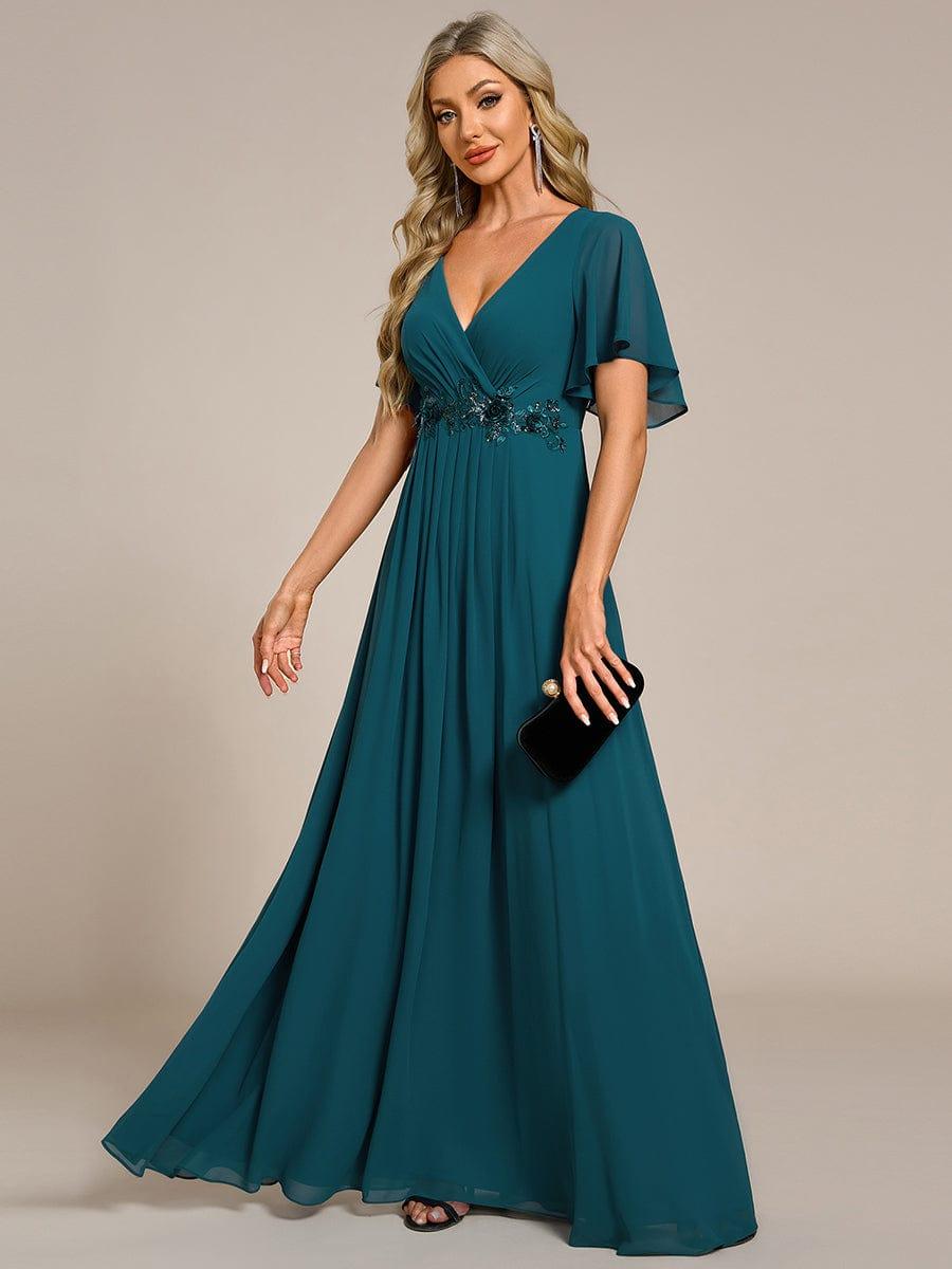 ever IVYROSE|Elegant Chiffon Applique Evening Dress with Flutter Sleeves