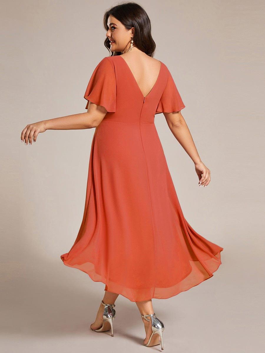 ever FAYE|Chic V Neck High-Low Wedding Guest Dress