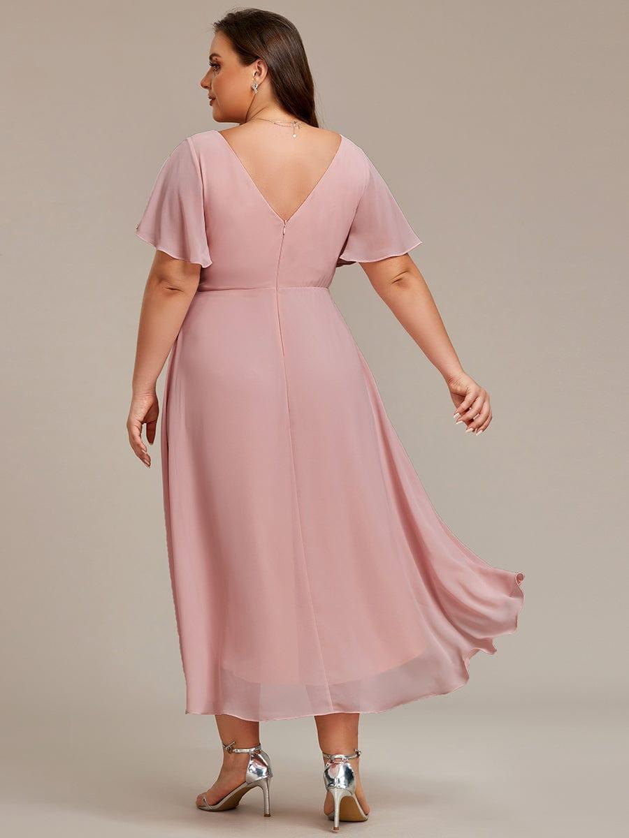 ever FAYE|Chic V Neck High-Low Wedding Guest Dress