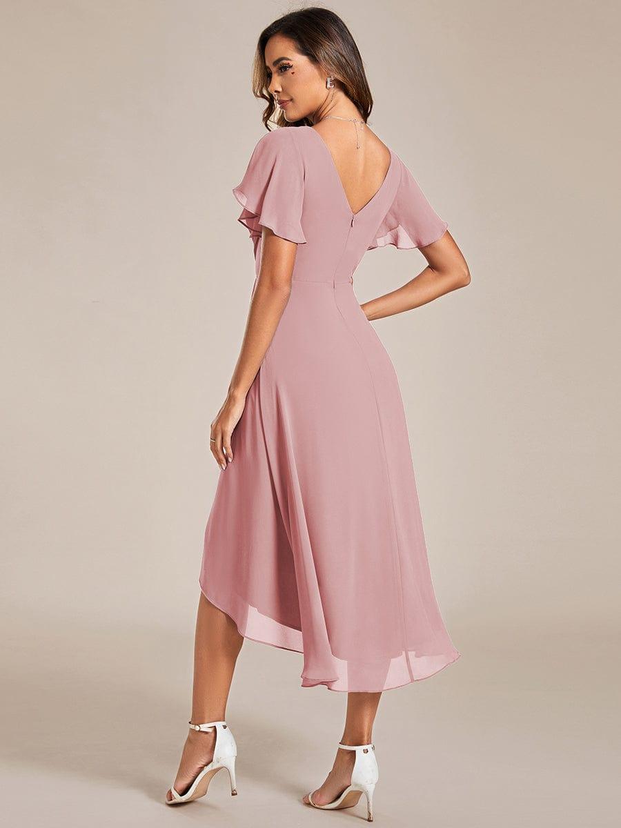 ever FAYE|Chic V Neck High-Low Wedding Guest Dress