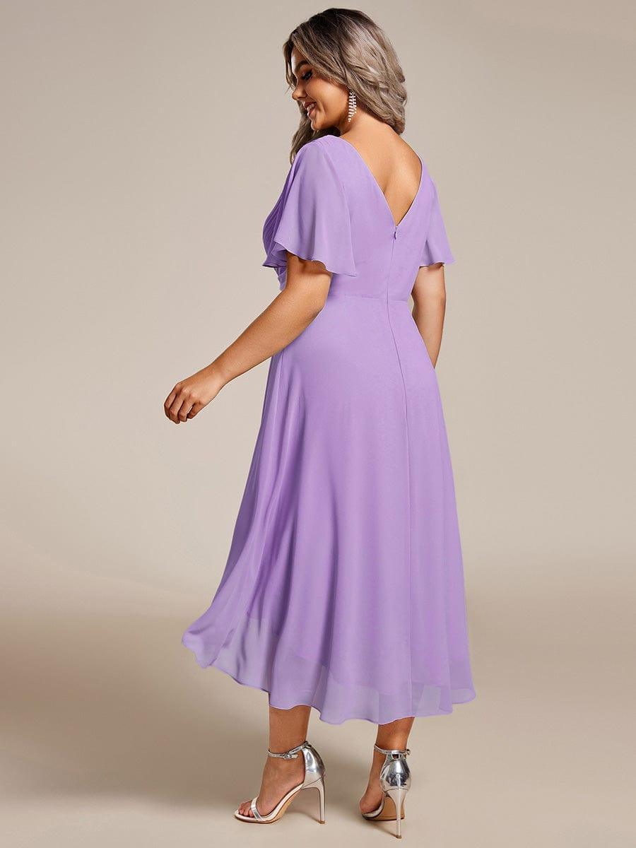pretty FAYE|Plus Size V-Neck High-Low Chiffon Wedding Guest Dress