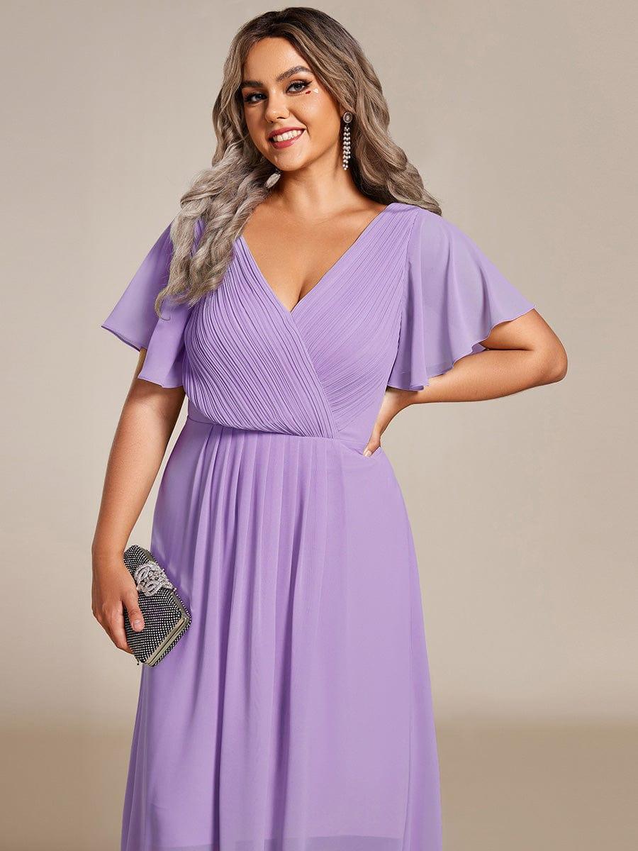 ever FAYE|Chic V Neck High-Low Wedding Guest Dress