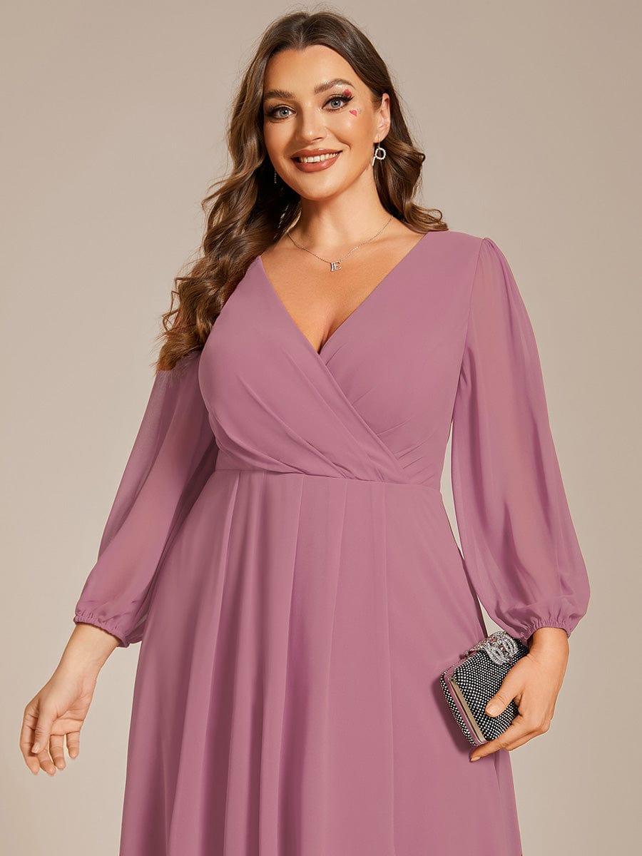 ever BRIAR|Elegant 3/4 Sleeve V-Neck High Low Chiffon Wedding Guest Dress