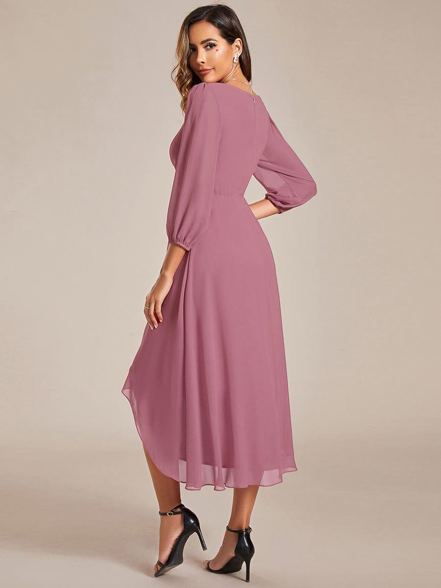 ever BRIAR|Elegant 3/4 Sleeve V-Neck High Low Chiffon Wedding Guest Dress