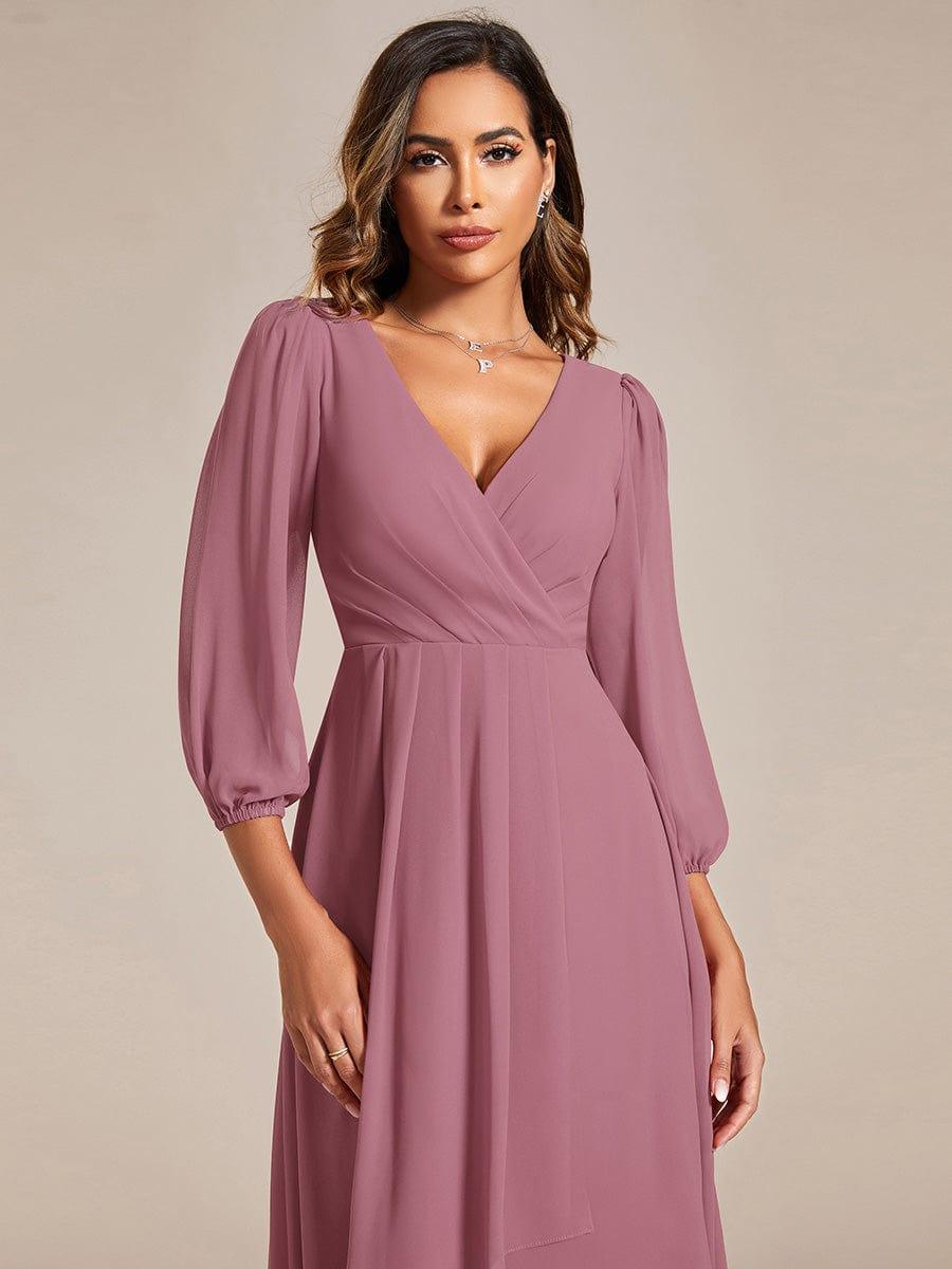 ever BRIAR|Elegant 3/4 Sleeve V-Neck High Low Chiffon Wedding Guest Dress