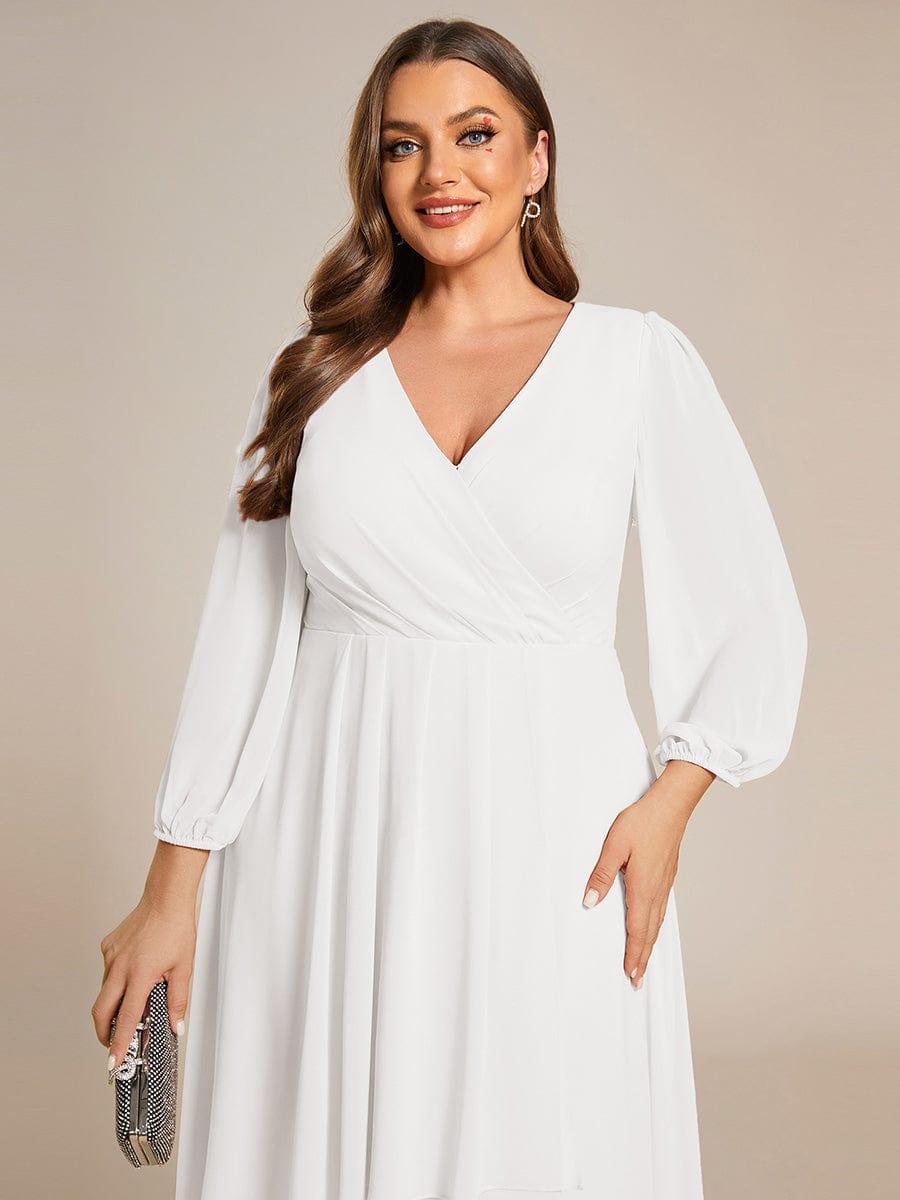 ever BRIAR|Elegant 3/4 Sleeve V-Neck High Low Chiffon Wedding Guest Dress