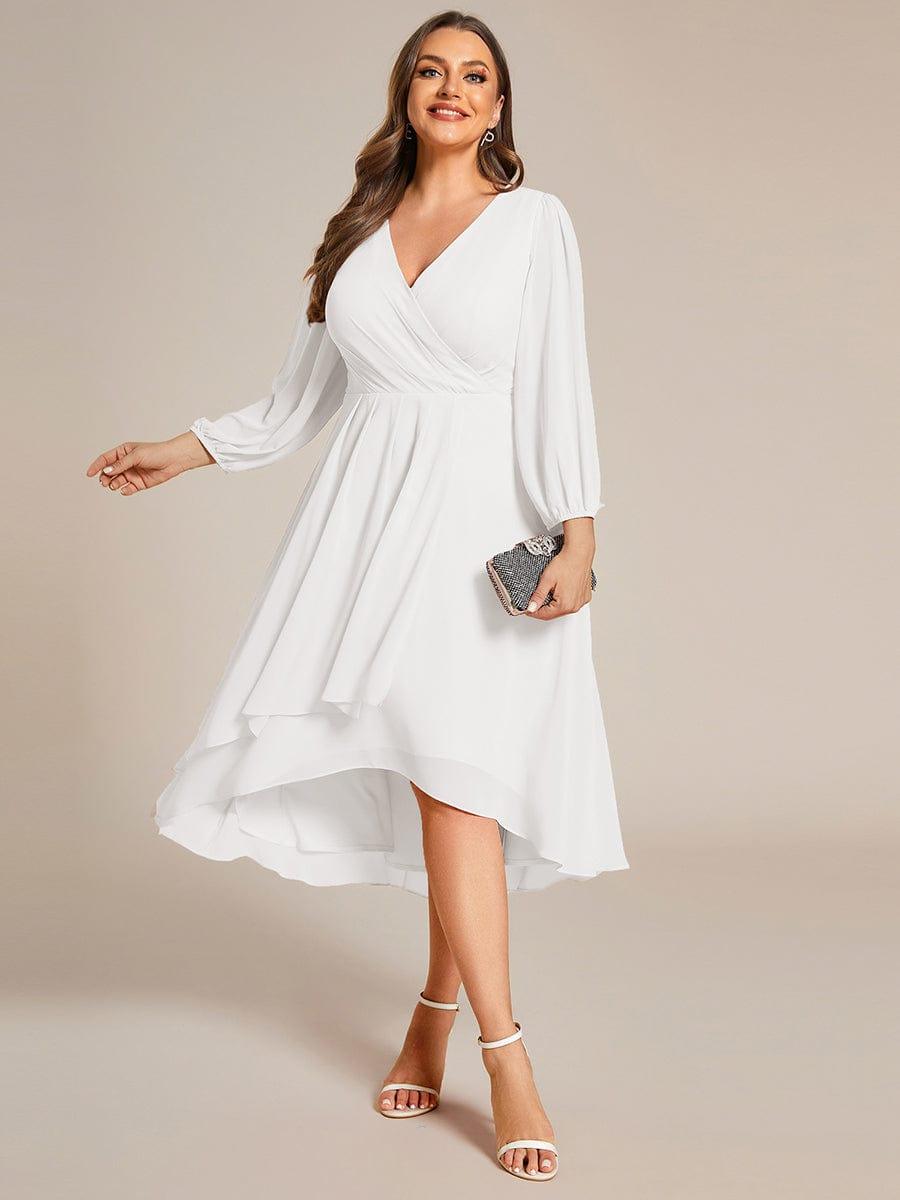 ever BRIAR|Elegant 3/4 Sleeve V-Neck High Low Chiffon Wedding Guest Dress