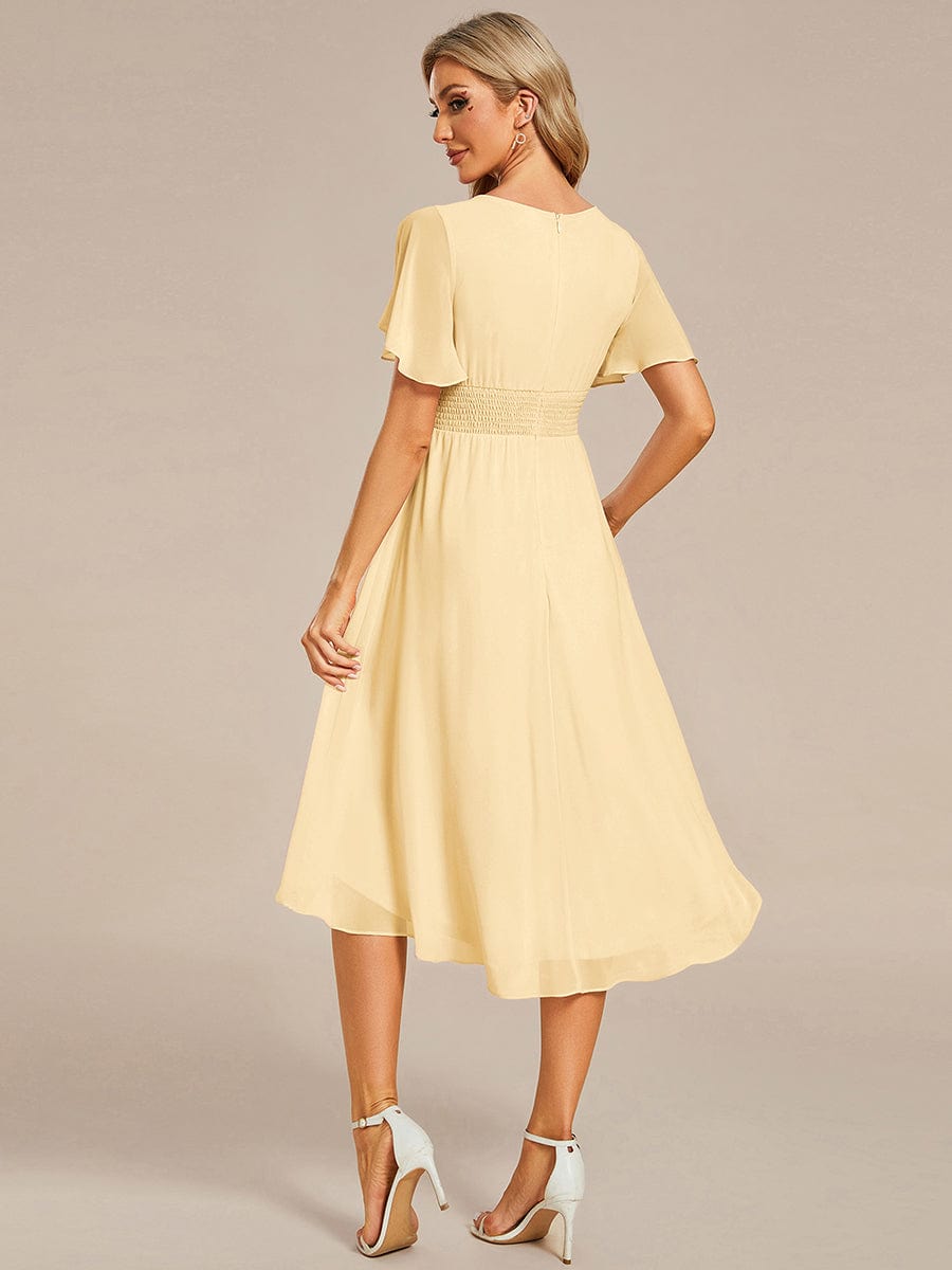 ever EDEN|Flowy Chiffon Round Neckline A-Line Knee Length Wedding Guest Dress