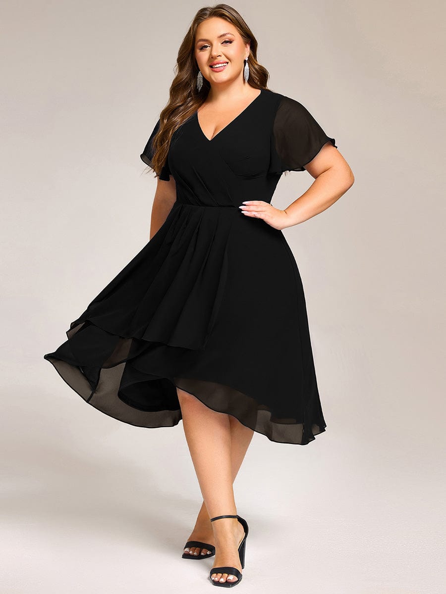 ever CATALEYA|Short Sleeve Ruffled Floral Midi Wedding Guest Dress