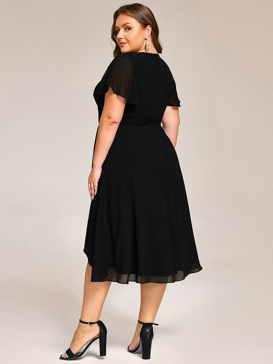 ever CATALEYA|Short Sleeve Ruffled Floral Midi Wedding Guest Dress