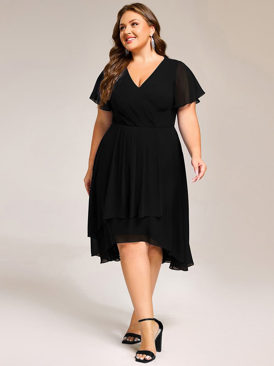 ever CATALEYA|Short Sleeve Ruffled Floral Midi Wedding Guest Dress