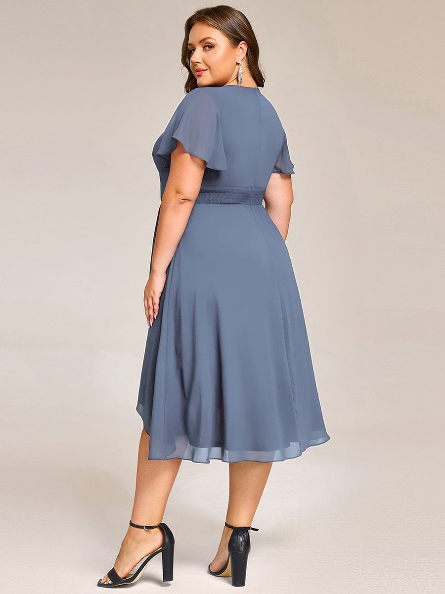 ever CATALEYA|Short Sleeve Ruffled Floral Midi Wedding Guest Dress