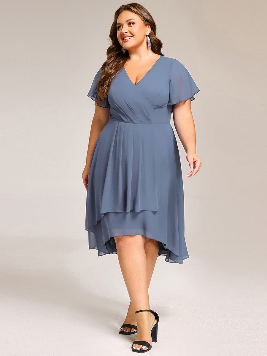 ever CATALEYA|Short Sleeve Ruffled Floral Midi Wedding Guest Dress